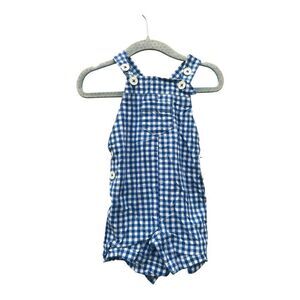 Baby Boden Woven Romper Blue Gingham size 0-3 months preppy baby shower